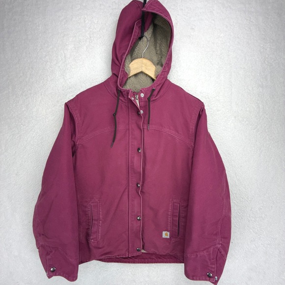 Carhartt Jackets & Blazers - Carhartt Sandstone Berkley Jacket Sherpa Lined Women Medium 100657 654 Raspberry